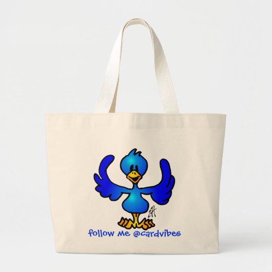 Twitter-blauwe vogel grote tote bag (Voorkant)