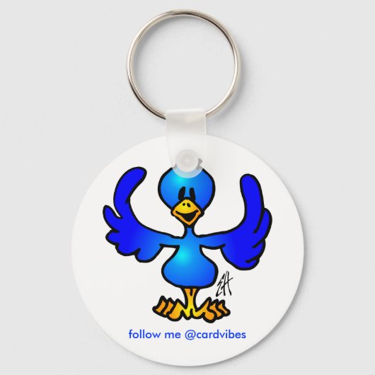 Twitter-blauwe vogel sleutelhanger (Voorkant)
