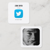 Twitter Icon Logo Editor PROFIEL Promotie Vierkante Visitekaartje (Voorkant / Achterkant)