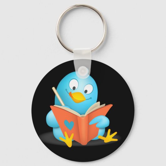 Twitter Mania - Twitter Bird Reading Sleutelhanger (Voorkant)