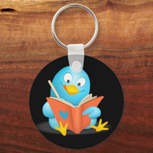 Twitter Mania - Twitter Bird Reading Sleutelhanger (Voorkant)