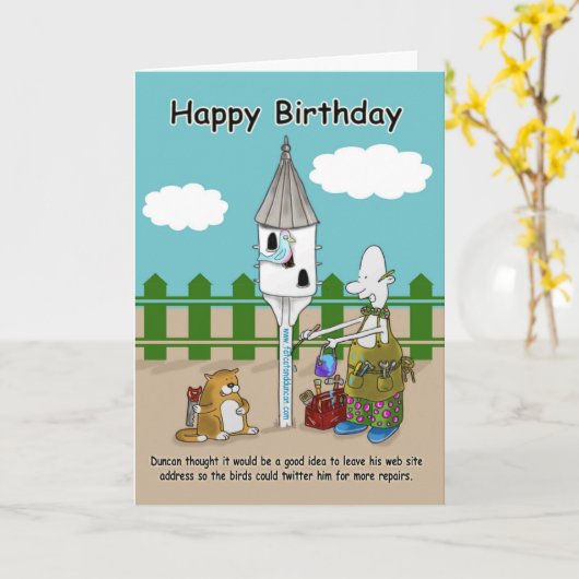 twitter me grappig Happy Birthday kaart (Gele Bloem)