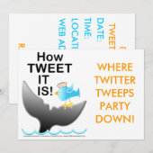 Twitter-partijuitnodigingen - hoe TWEET het is! Kaart (Voorkant / Achterkant)