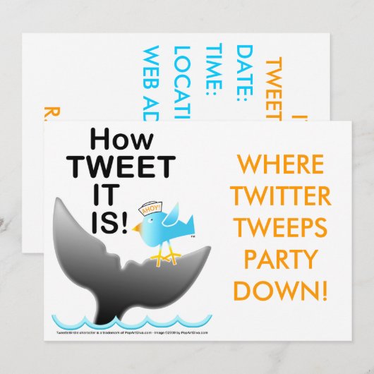 Twitter-partijuitnodigingen - hoe TWEET het is! Kaart (Voorkant / Achterkant)