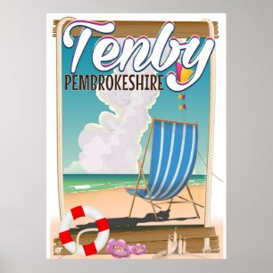 Twitter-reisposter voor het strand van Pembrokeshi Poster