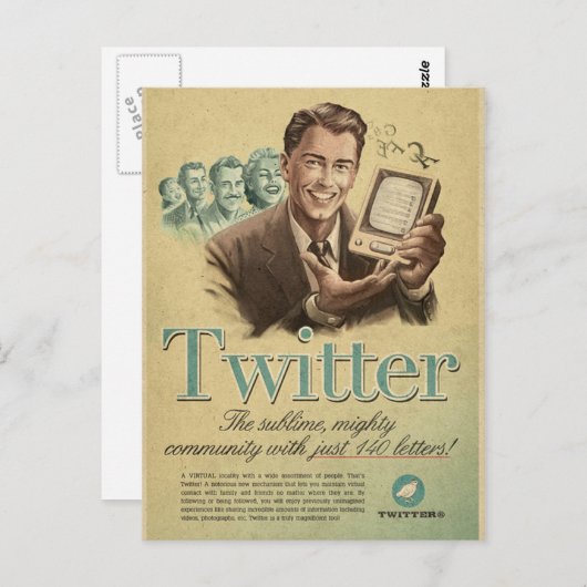Twitter Social Media en stuur mijn liefde terug Briefkaart (Voorkant / Achterkant)