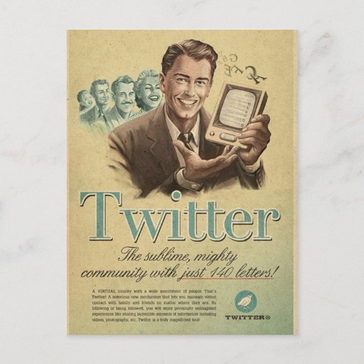 Twitter Social Media en stuur mijn liefde terug Briefkaart (Voorkant)