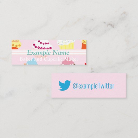 Twitter, speciaal gepersonaliseerd "Cupcakes" Mini Visitekaartje (Voorkant / Achterkant)