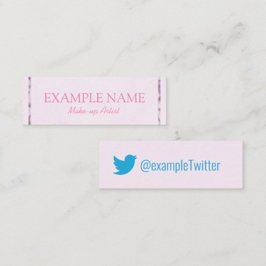 Twitter, speciaal gepersonaliseerd "roze leder" mini visitekaartje (Voorkant / Achterkant)