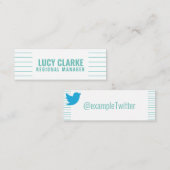 Twitter, speciaal gepersonaliseerd "Turquoise Stri Mini Visitekaartje (Voorkant / Achterkant)