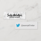 Twitter, speciaal gepersonaliseerd "witte marmer" mini visitekaartje (Voorkant / Achterkant)
