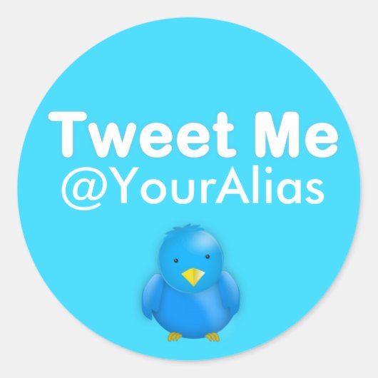 Twitter-Sticker: Tweet Mij @YourAlias Ronde Sticker (Voorkant)