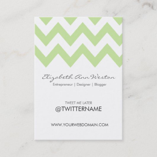 Twitter Visitekaartjes Green Tea Chevron-Portret (Voorkant)
