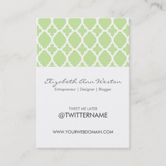 Twitter Visitekaartjes Green Tea Moroccan Tile (Voorkant)