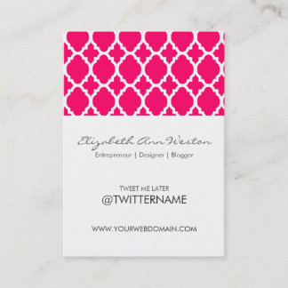 Twitter Visitekaartjes Hot Pink Moroccan Tile