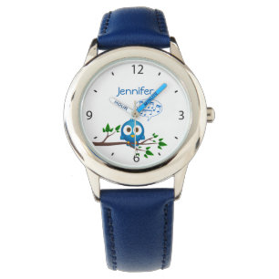 Twitter-vogel die de naam kinder ziet horloge