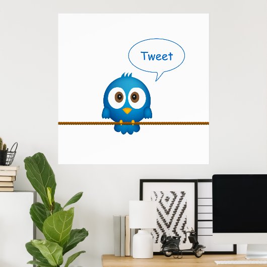 Twitter-vogel-poster Poster (Thuiskantoor)