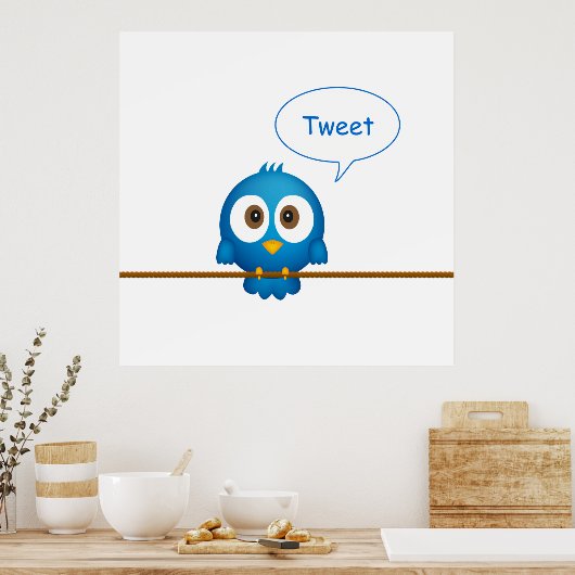Twitter-vogel-poster Poster (Keuken)