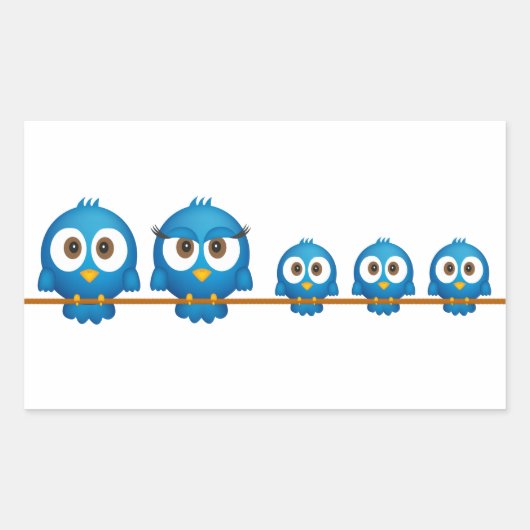 Twitter-vogelfamilie cartoon rechthoekige sticker (Voorkant)