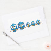 Twitter-vogelfamilie cartoon rechthoekige sticker (Envelop)