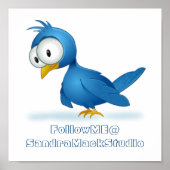 Twitter volg me op je gebruikersnaam poster (Voorkant)