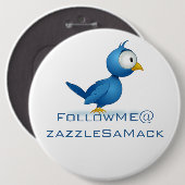 Twitter volg me op je gebruikersnaam ronde button 6,0 cm (Voorkant /achterkant)