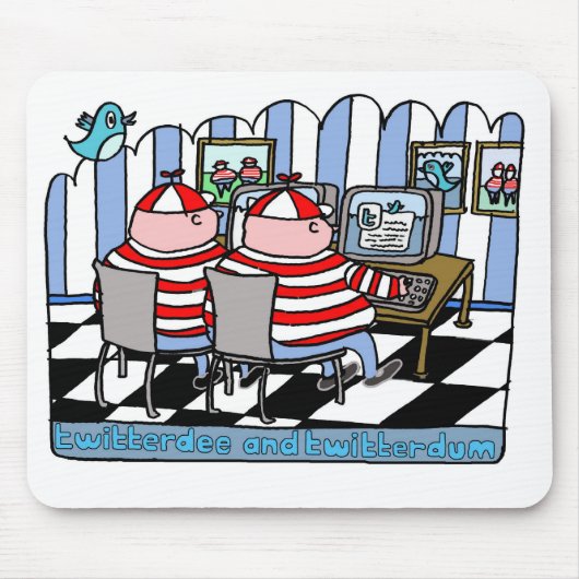 Twitterde en twitterdum muismat (Voorkant)