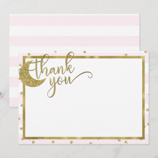 Twnkle kleine ster roze goud bedankkaart kaart (Voorkant / Achterkant)