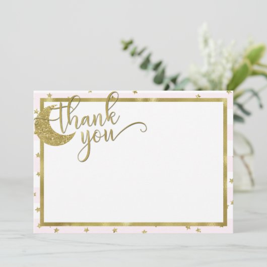 Twnkle kleine ster roze gouden bedankkaart kaart (Staand voorkant)