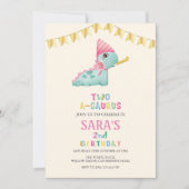 two-a-saurus 2e Verjaardag Schattigee Dinosaurus Kaart (Voorkant)