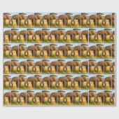 Two African Elephants In Savannah Grass Cadeaupapier (Vlak)