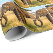 Two African Elephants In Savannah Grass Cadeaupapier (Rol Hoek)