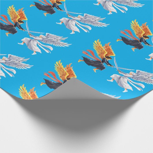 Two Angel with large sword with open wings Cadeaupapier (Hoek)