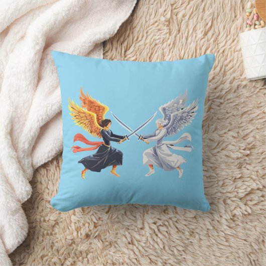 Two Angel with large sword with open wings Kussen (Deken)
