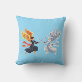 Two Angel with large sword with open wings Kussen