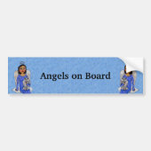 Two Angels on Cloud Holding White Angel Cats Blue Bumpersticker (Voorkant)