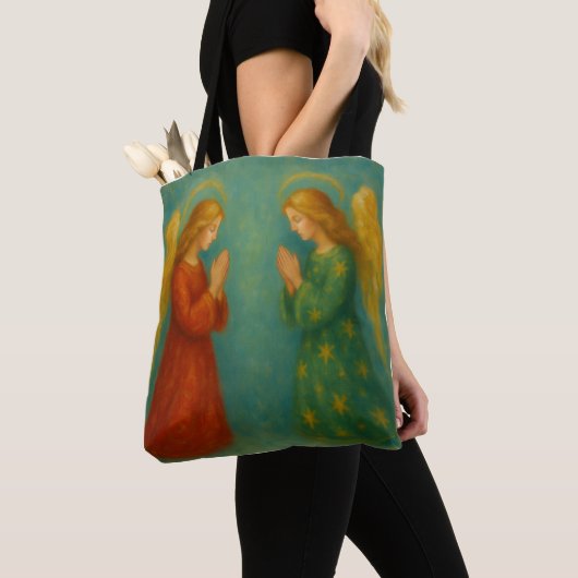 Two Angels Praying Tote Bag (Dichtbij)