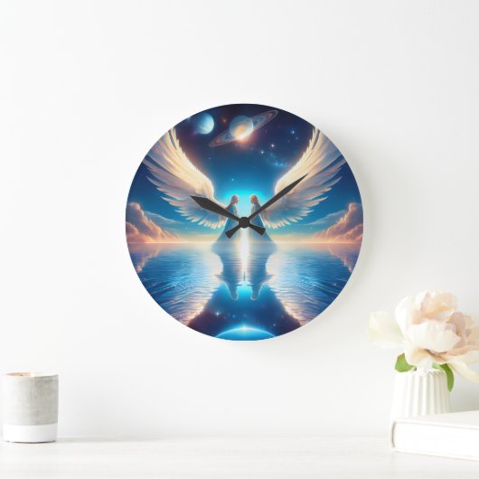 Two Angels with Large Wings Facing Each Other on a Grote Klok (Huis)