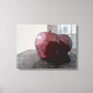 Two Apples Digital Art Canvas Afdruk