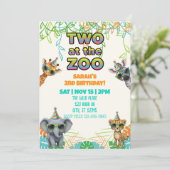 Two at the Zoo, Party Animal with Shades Birthday Kaart (Staand voorkant)