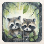 Two Baby Raccoons in the Rain Kartonnen Onderzetters<br><div class="desc">Two Baby Raccoons in the Rain</div>