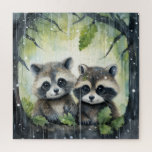 Two Baby Raccoons in the Rain Legpuzzel<br><div class="desc">Two Baby Raccoons in the Rain</div>
