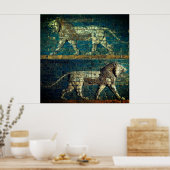 TWO BABYLONIAN LIONS Antique Assyrian Art  Poster (Keuken)