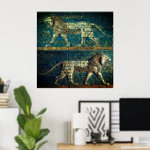 TWO BABYLONIAN LIONS Antique Assyrian Art  Poster (Thuiskantoor)