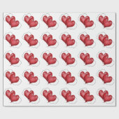 Two Balloon Hearts With Cloud Wrapping Paper Cadeaupapier (Vlak)