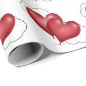 Two Balloon Hearts With Cloud Wrapping Paper Cadeaupapier (Rol Hoek)