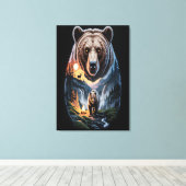 Two bears in the forest dark 2 canvas afdruk (Insitu (Houten vloer))