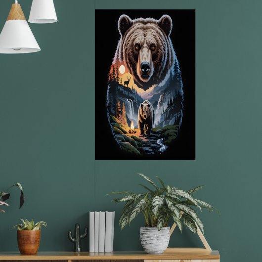 Two bears in the forest dark 2 poster (Woonkamer 1)