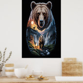 Two bears in the forest dark 2 poster (Keuken)