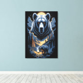 Two bears in the forest dark 3 canvas afdruk (Insitu (Houten vloer))
